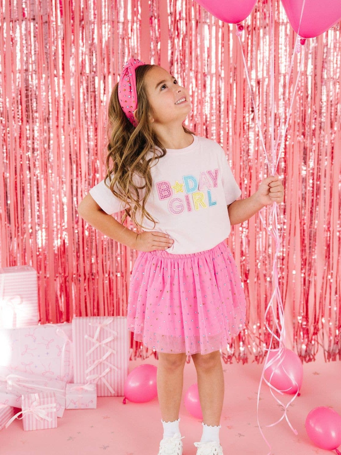 Birthday Girl Rhinestone Patch Short Sleeve T-Shirt - Kids
