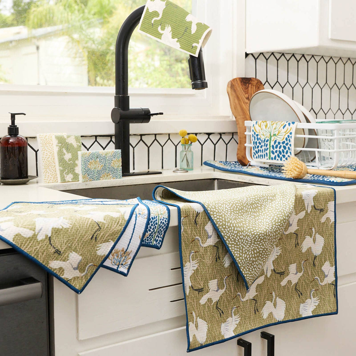 Egret & Reed blu Eco Kitchen Tea Towel