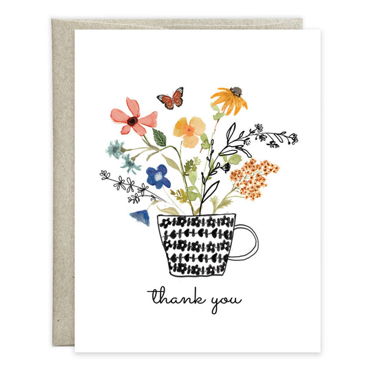 Blank Note Card - Flower Tea Cup