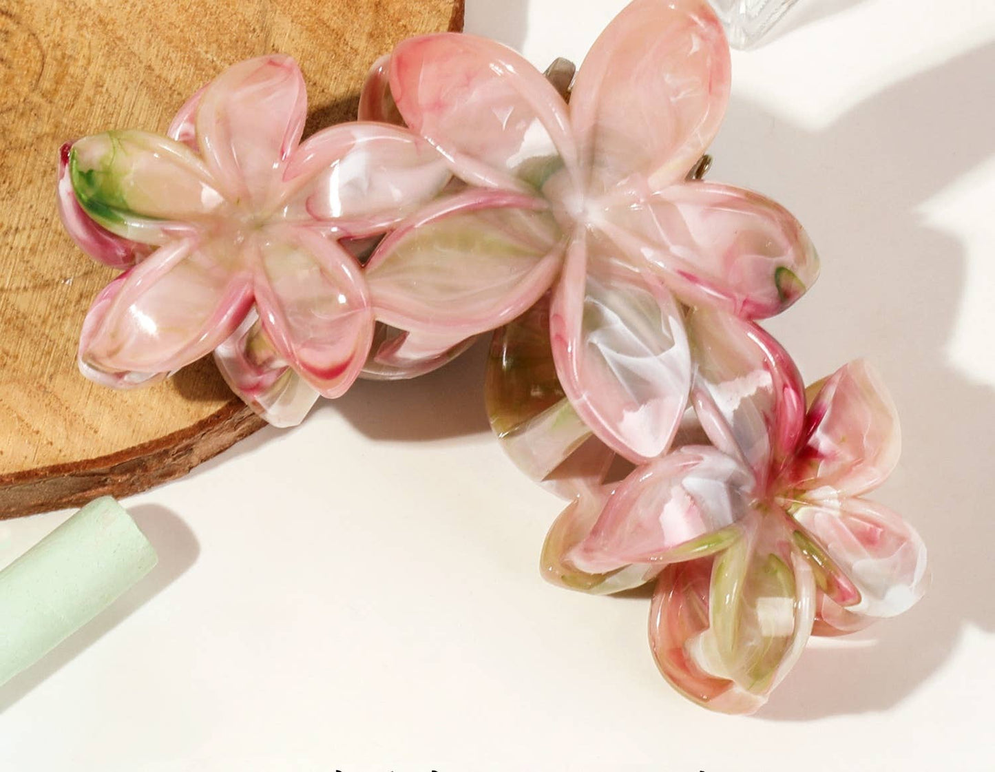 Women's Colorful Flat Round Flower Bow Hair Claw Clip