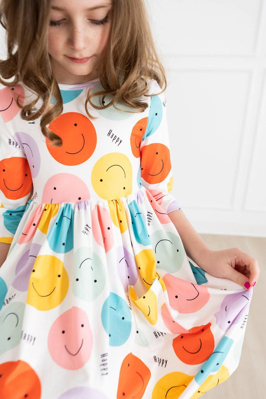 Happy Days 3/4 Sleeve Pocket Twirl Dress