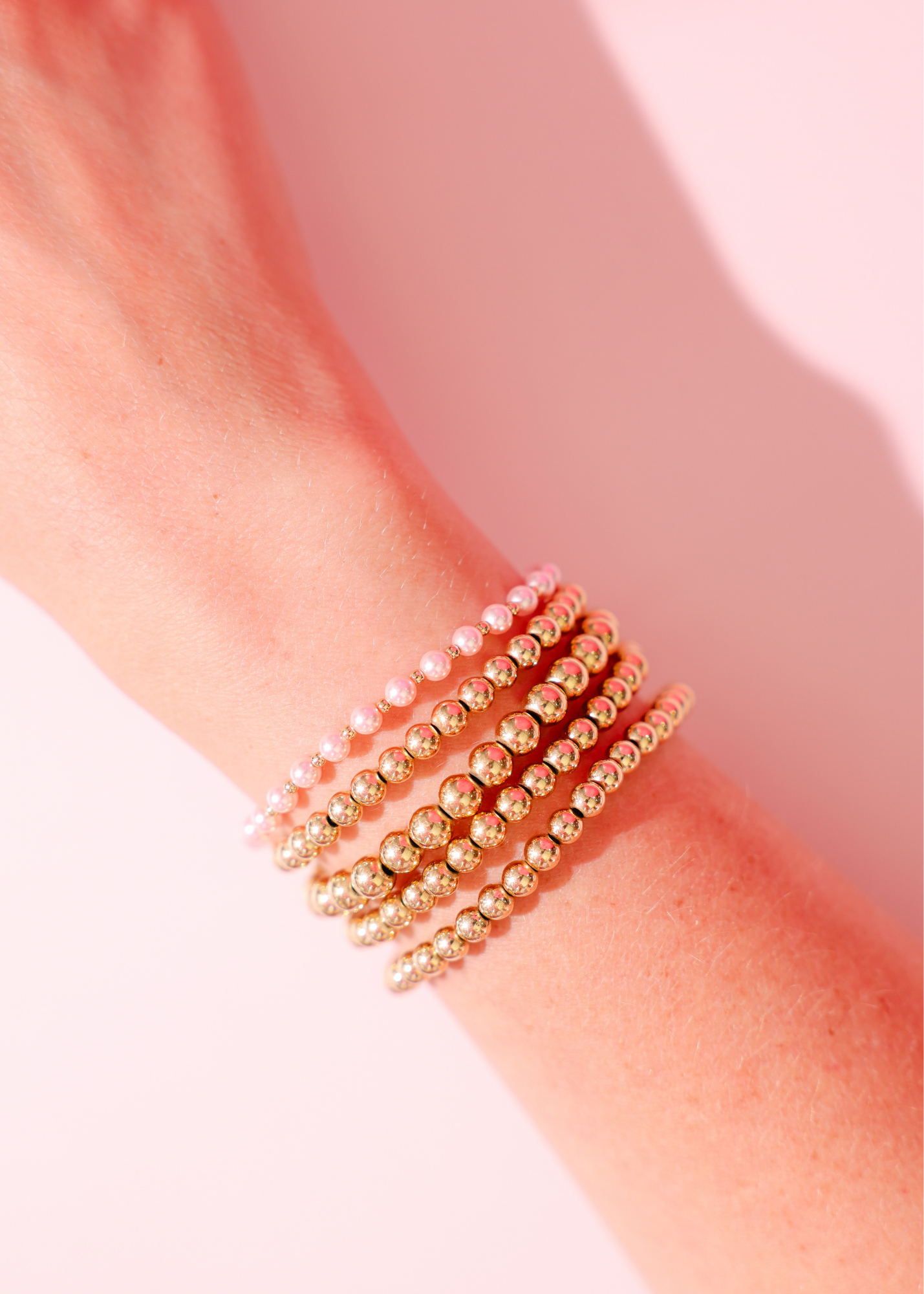 Pink Mini Luci Bracelet in Gold