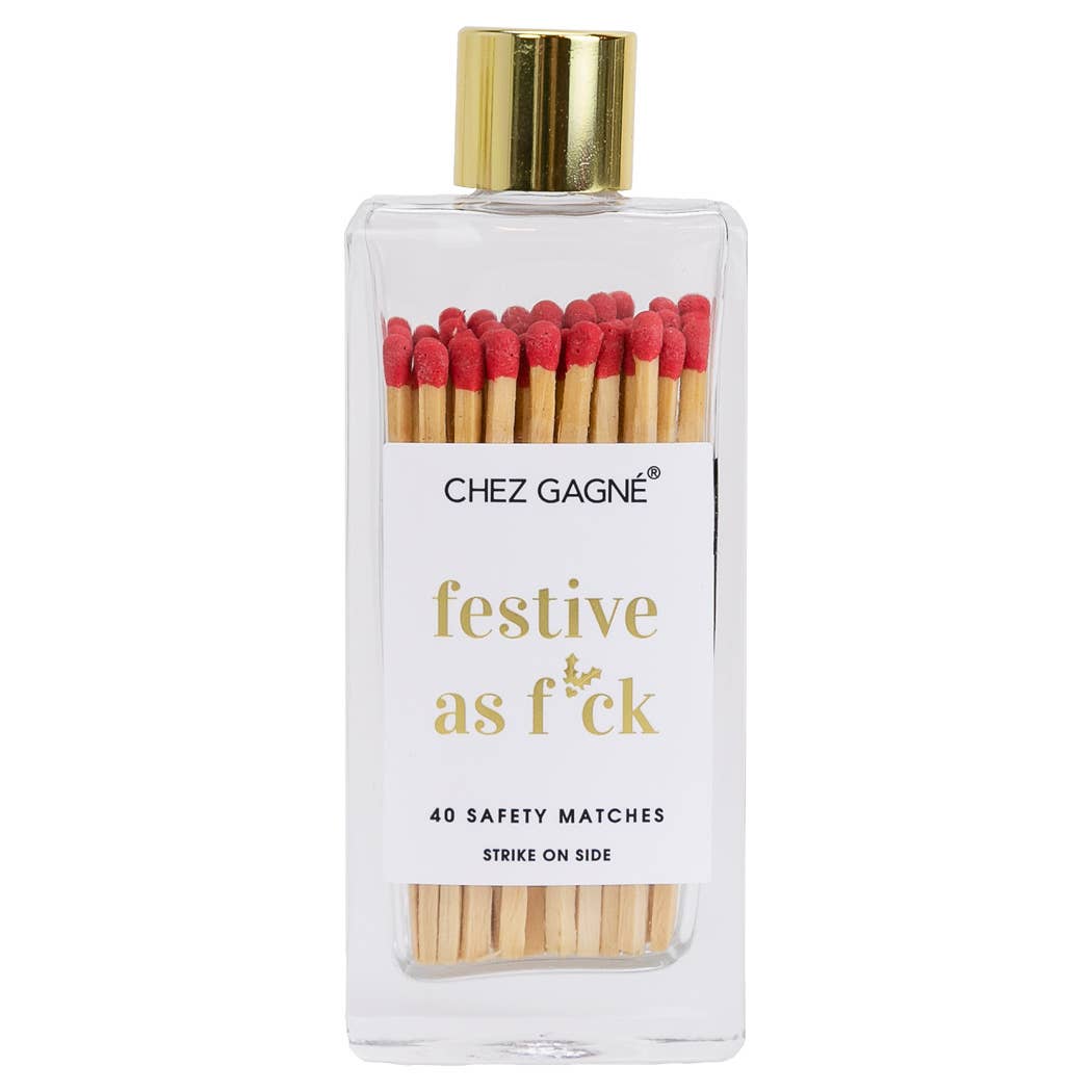 Festive As Fuck Matches - Glass Bottle Matchsticks Red