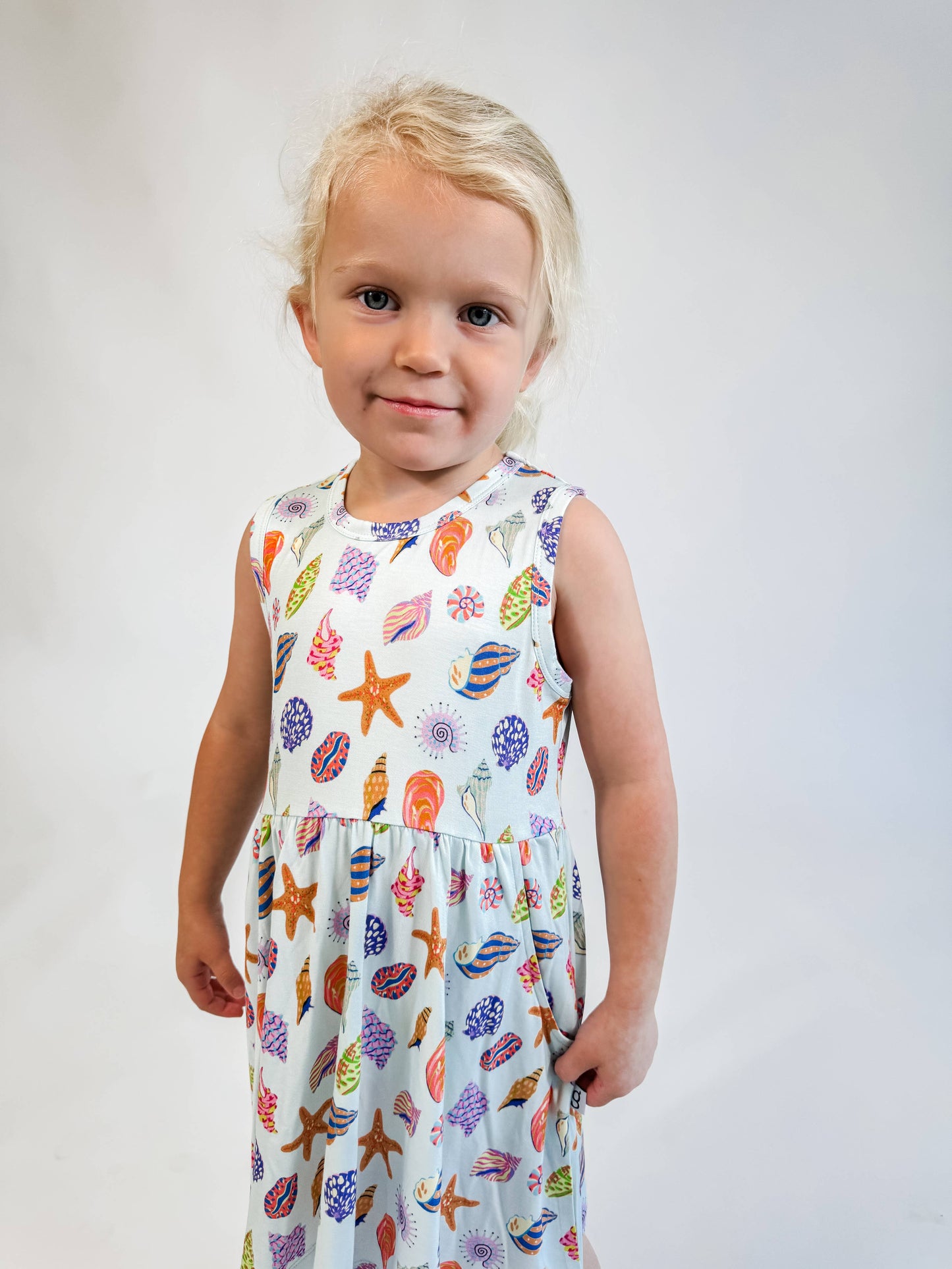 Beach Seashells  - Sleeveless Pocket Dress