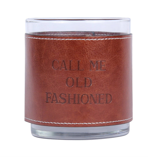 Call Me Old Fashioned Faux Leather Rocks Glass