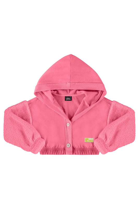 Neon Pink Sweat Jacket with Fuzzy accents