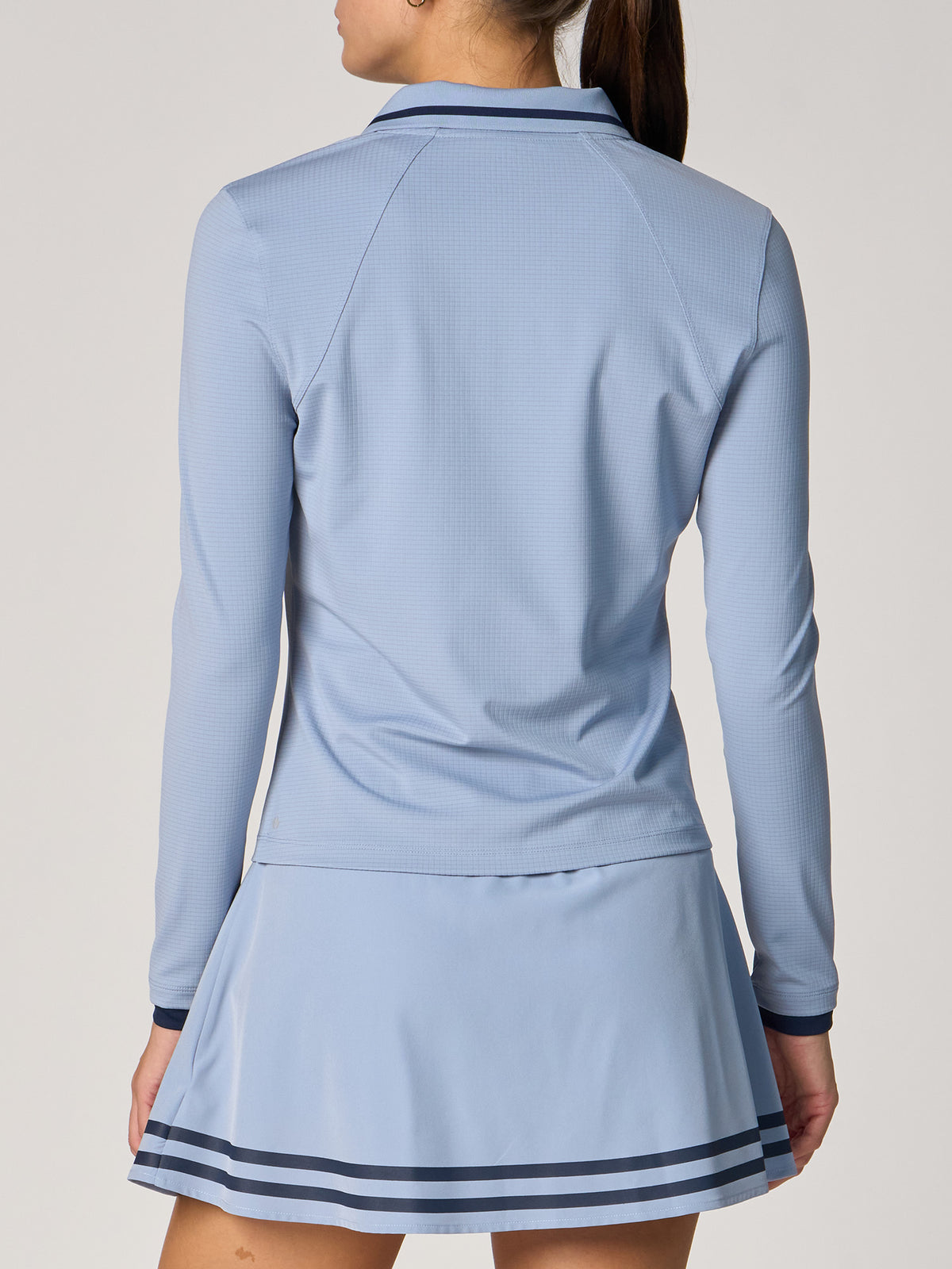 Long Sleeve Polo Top - Blue Blizzard