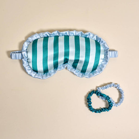 Beauty Sleep Mask–Sicily Stripes Teal