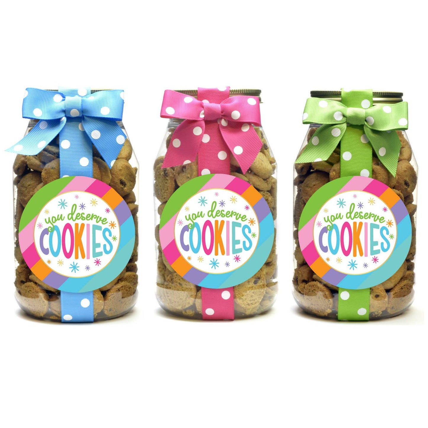 Cookie Jars - Bright Stripe You Deserve Cookies - Quart