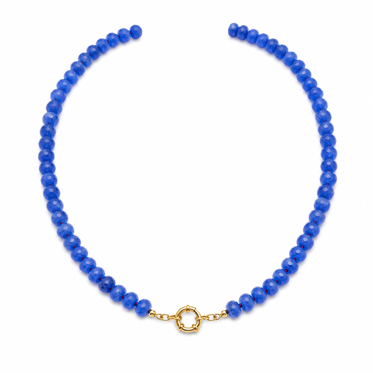 Royal/ Red Sailor Clasp Glass Beaded Necklace