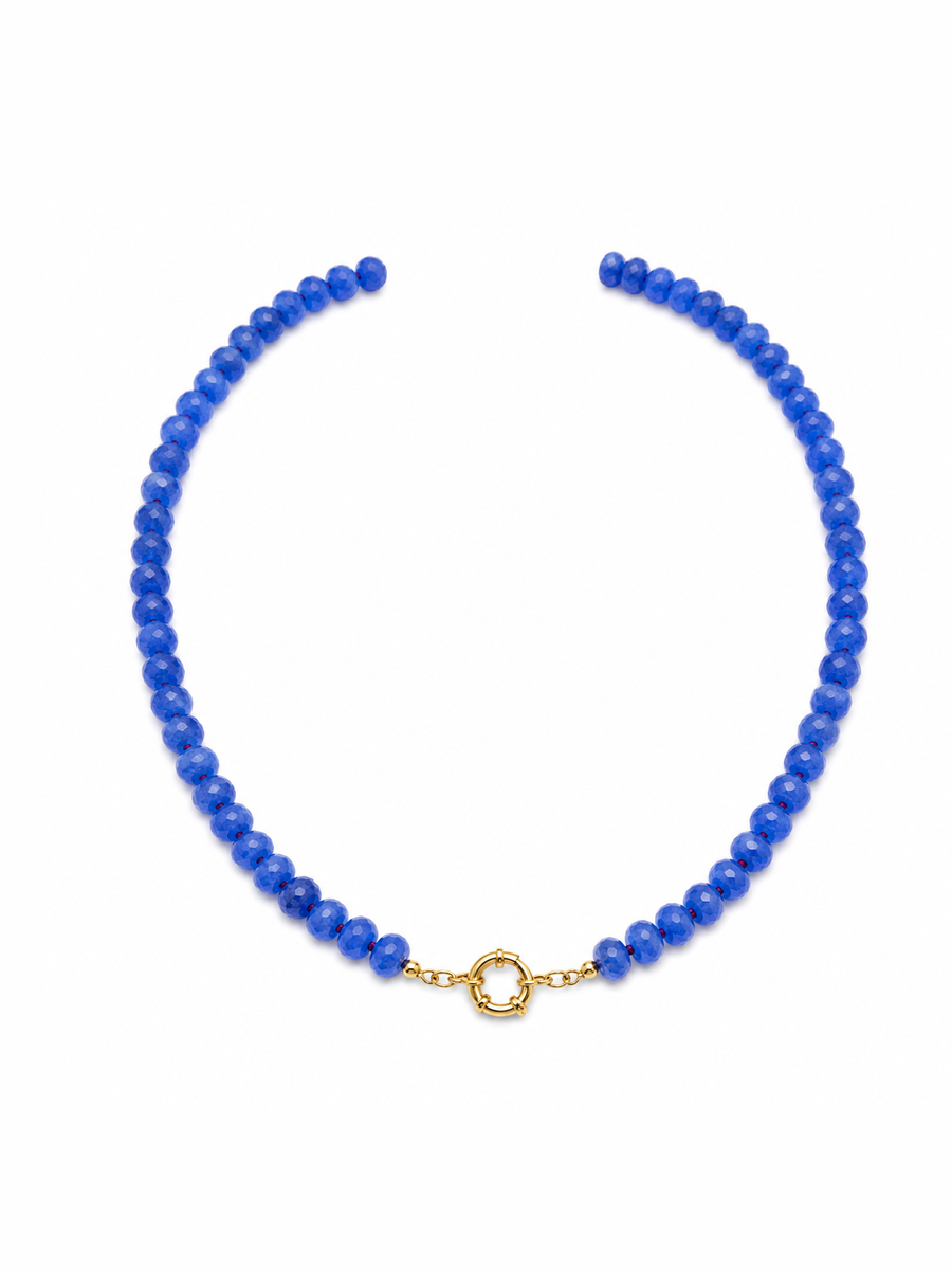 Royal/ Red Sailor Clasp Glass Beaded Necklace