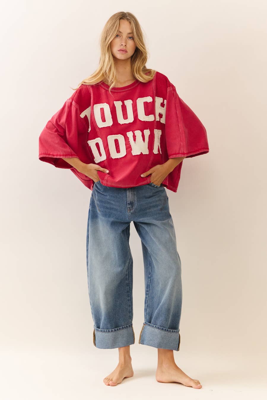 Acid Wash Oversized Short Sleeve Sweatshirt