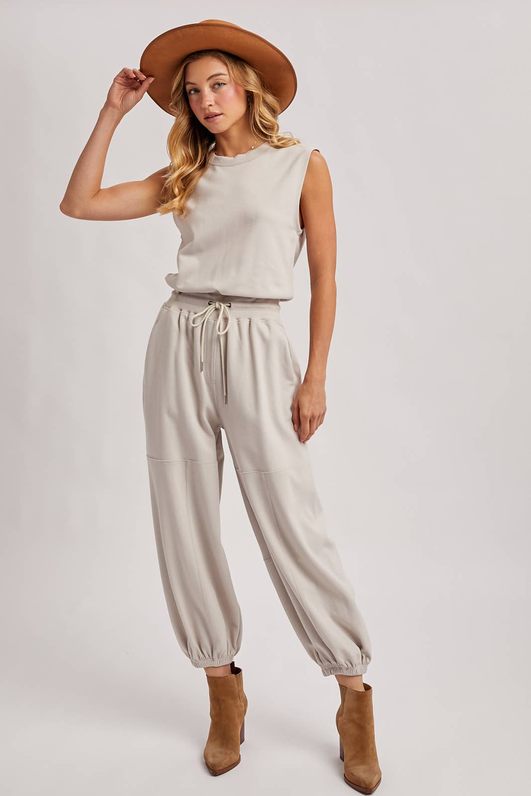 Sleeveless Ecru Jumpsuit