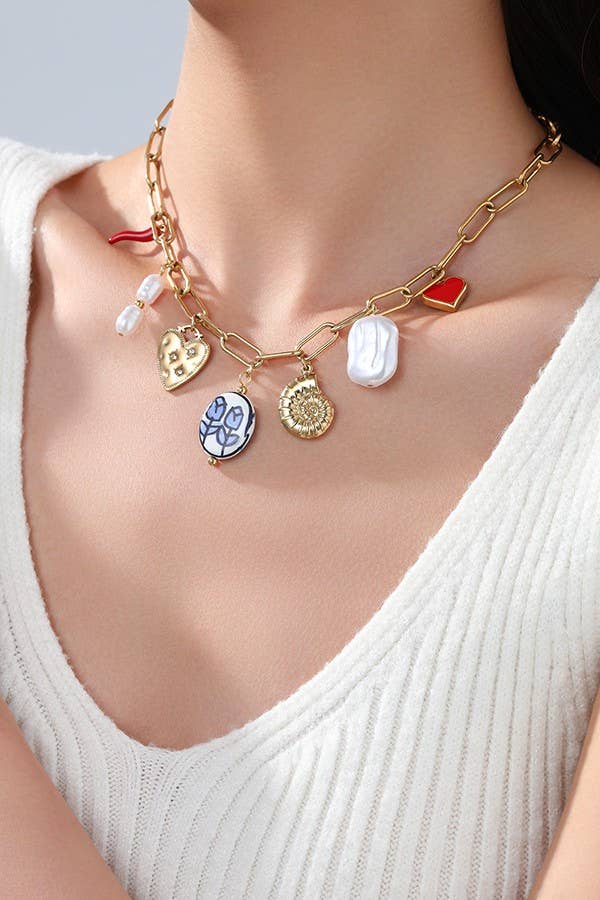 STAINLESS STEEL TARNISH FREE CHARM NECKLACE