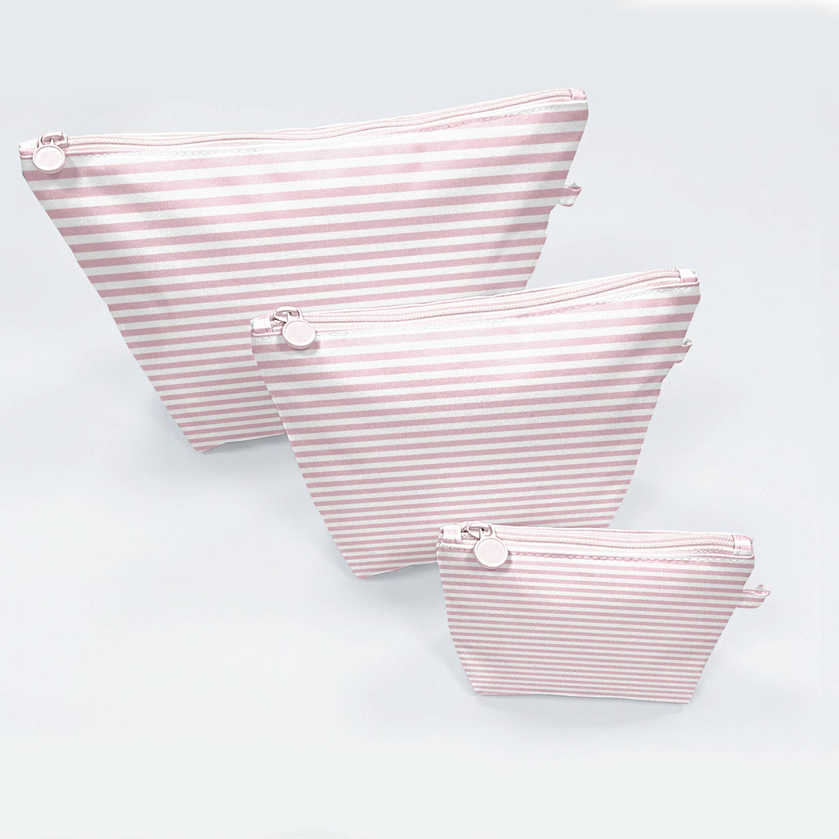 Pink Stripes Easy Clean Wipeable Pouch (Set of 3)