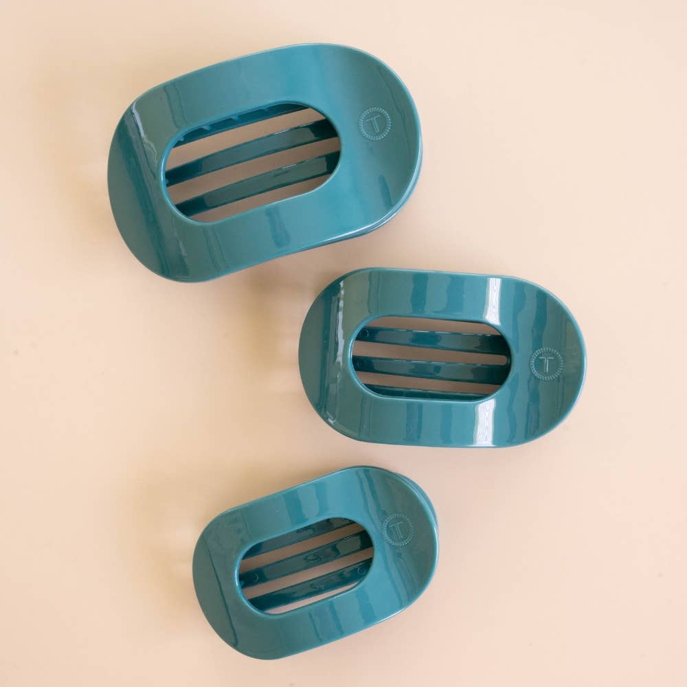 Teal With It Small Flat Round Hair Clip