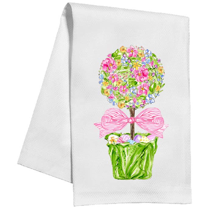 Handpainted Spring Floral Topiary In Cabbage Towel