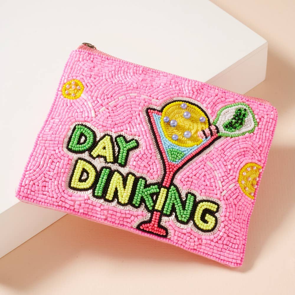 "Day Dinking" Beaded Coin Pouch