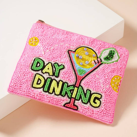 "Day Dinking" Beaded Coin Pouch