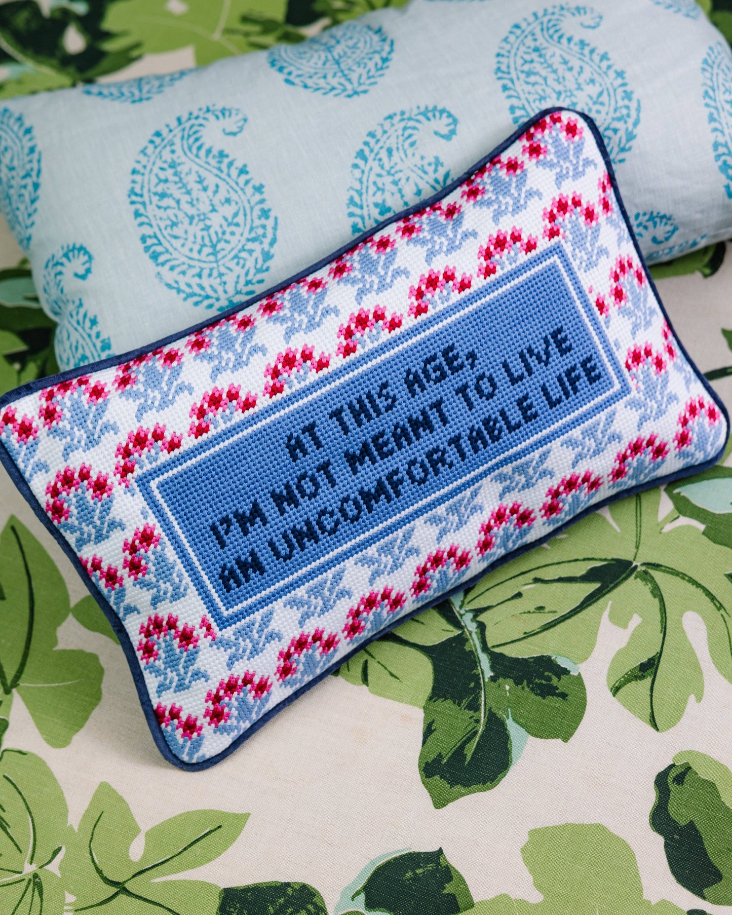 Uncomfortable Needlepoint Pillow
