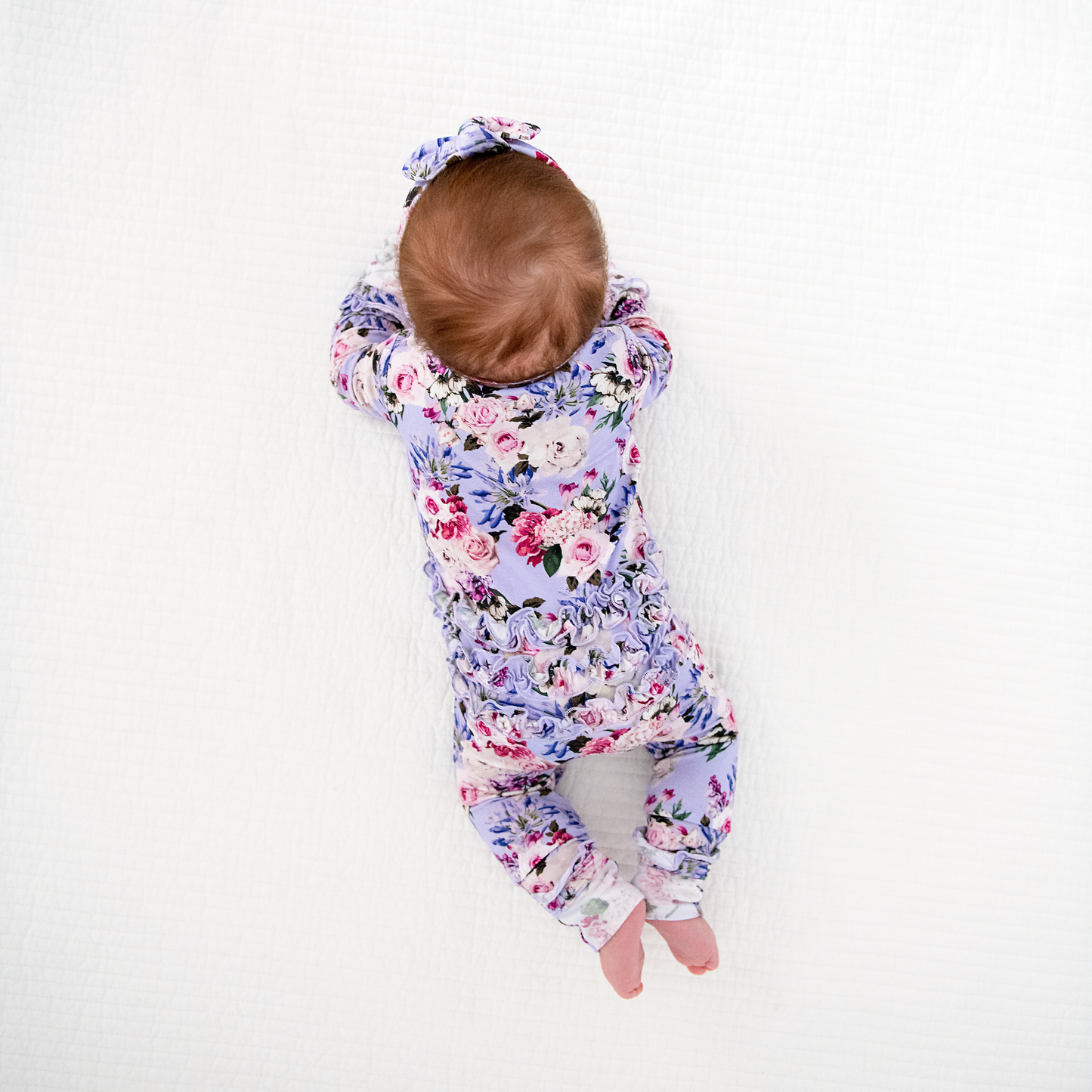 Emerson Floral Ruffle Zip Bamboo Baby Sleepies Little
