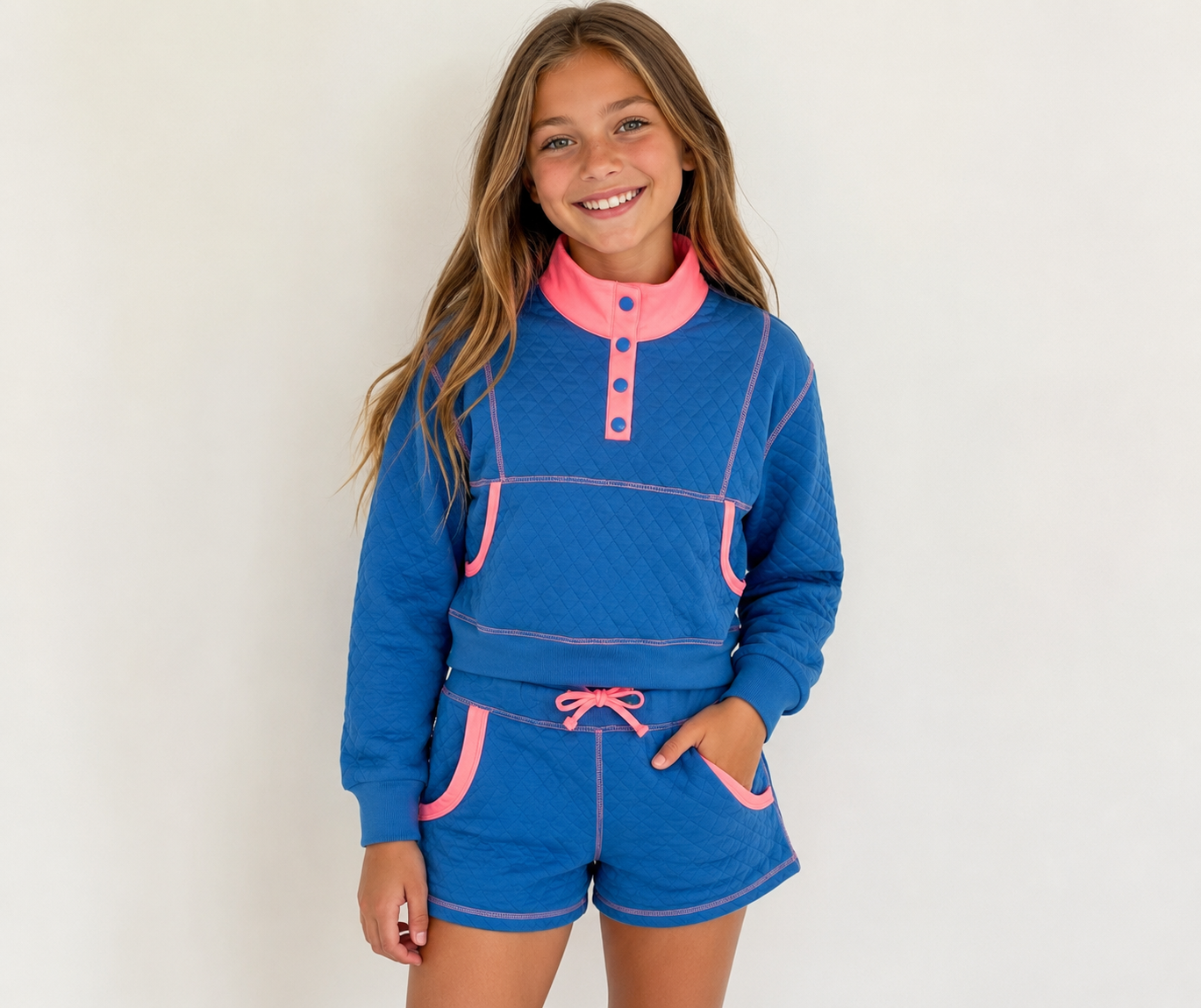 Quilted Contrast Stitch Pullover