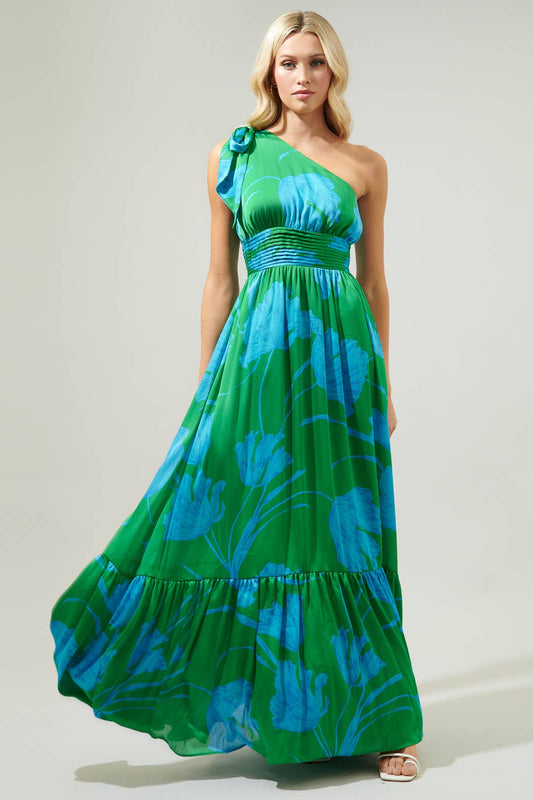 Seamoss Floral Bayou One Shoulder Maxi Dress