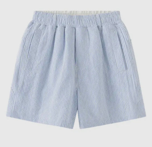 Youth Blue and White Seersucker FB Shorts