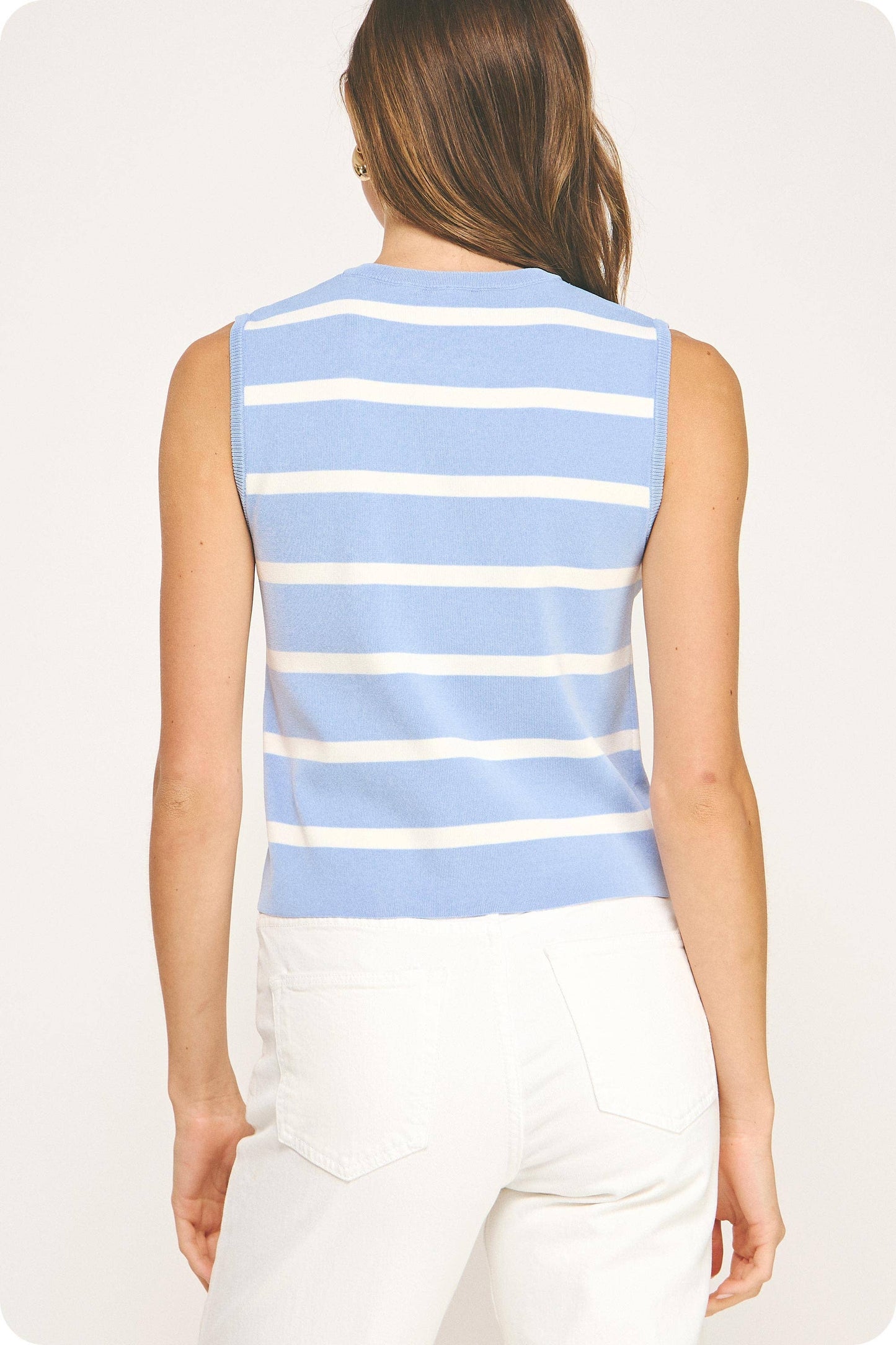 Striped Knit Sleeveless Vest Top