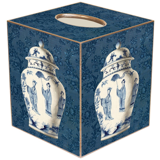 Ginger Jar on Blue Tissue Box Cover