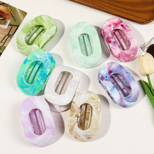 Women's Colorful Flat Round Flower Bow Hair Claw Clip