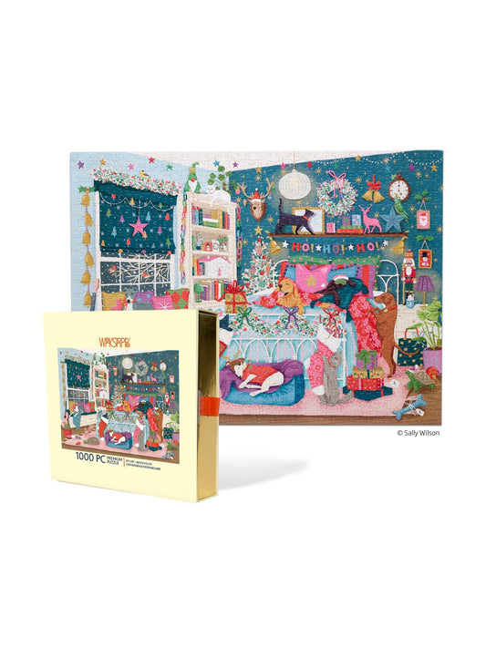 Christmas Morning 1000 Piece Gold Foil Puzzle Holiday Gift