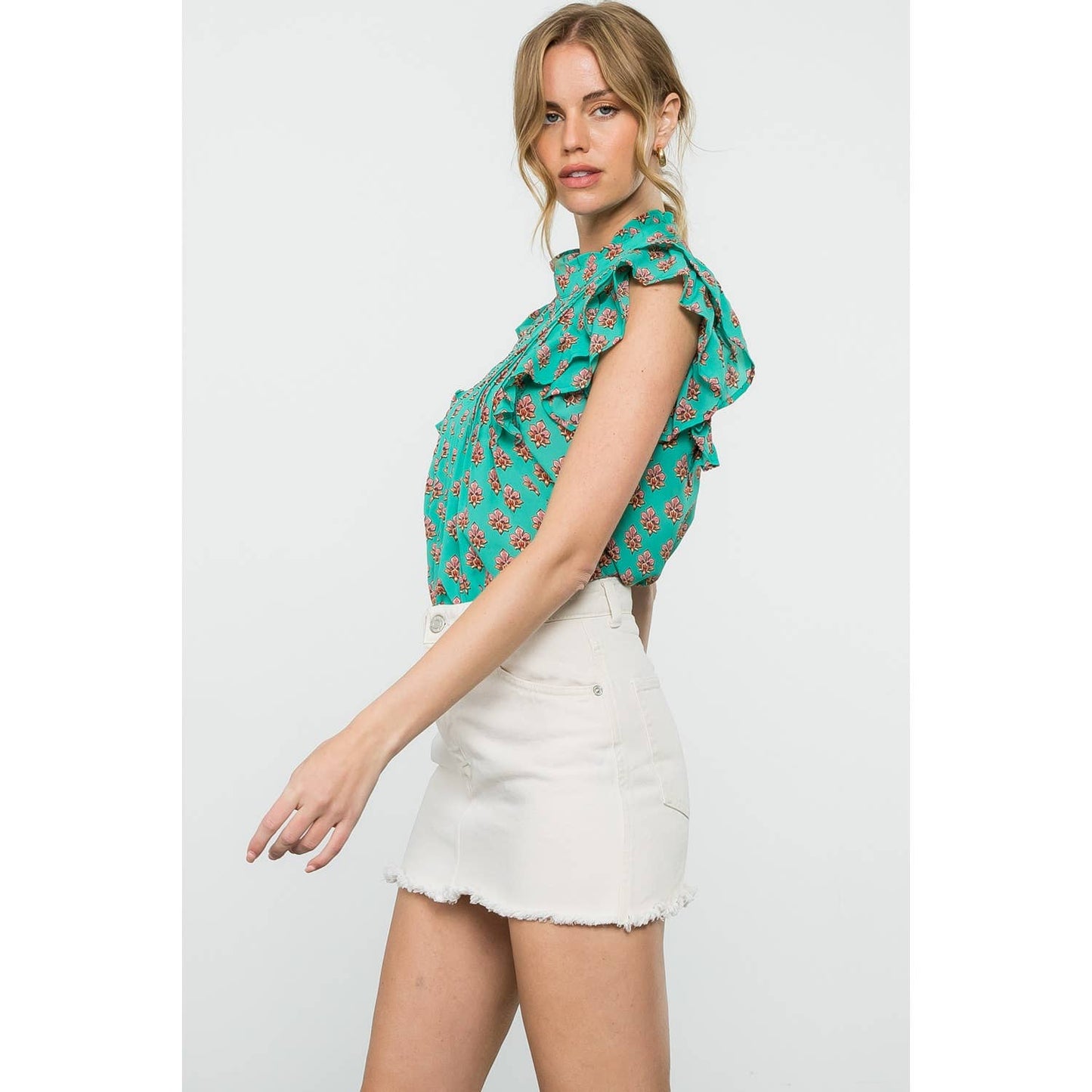 Flutter Sleeve Print Top