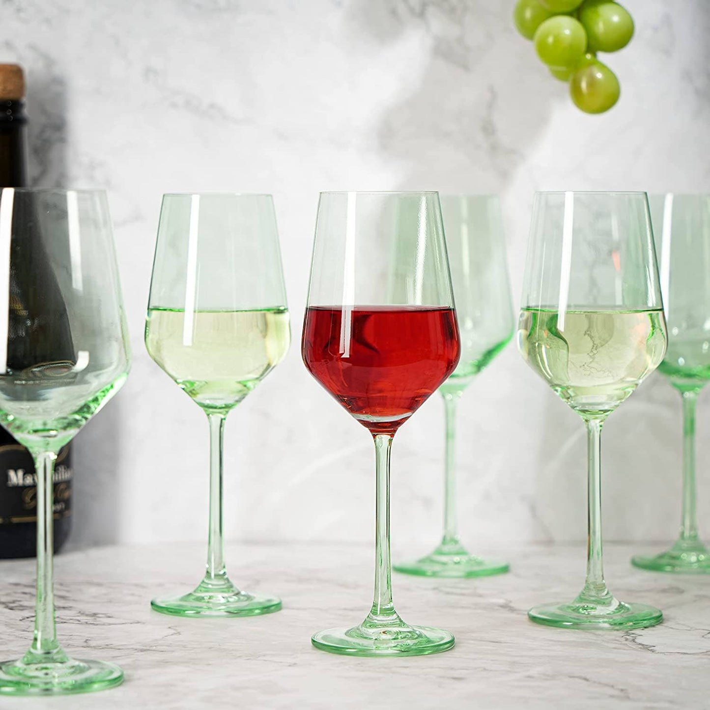 Mint Green Colored Wine Glass - 12 oz Hand Blown