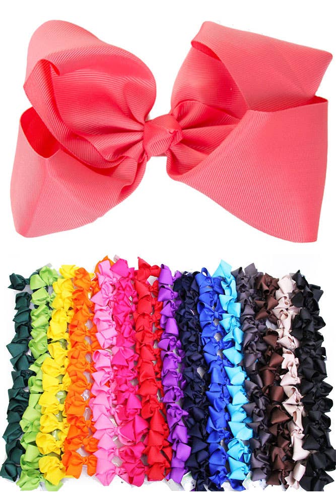 8 Inch Hair Bow With Alligator Clip (12pc)