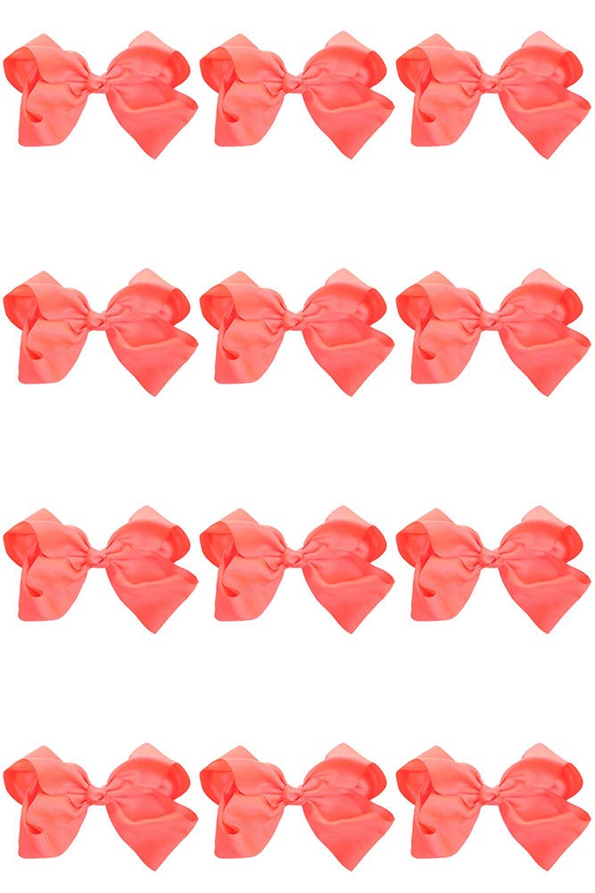 8 Inch Hair Bow With Alligator Clip (12pc)