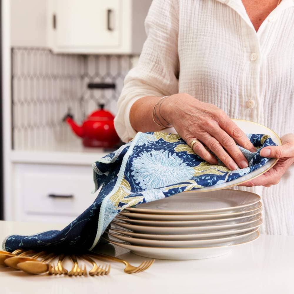 Chrysanthemum Bird Eco Kitchen Tea Towel