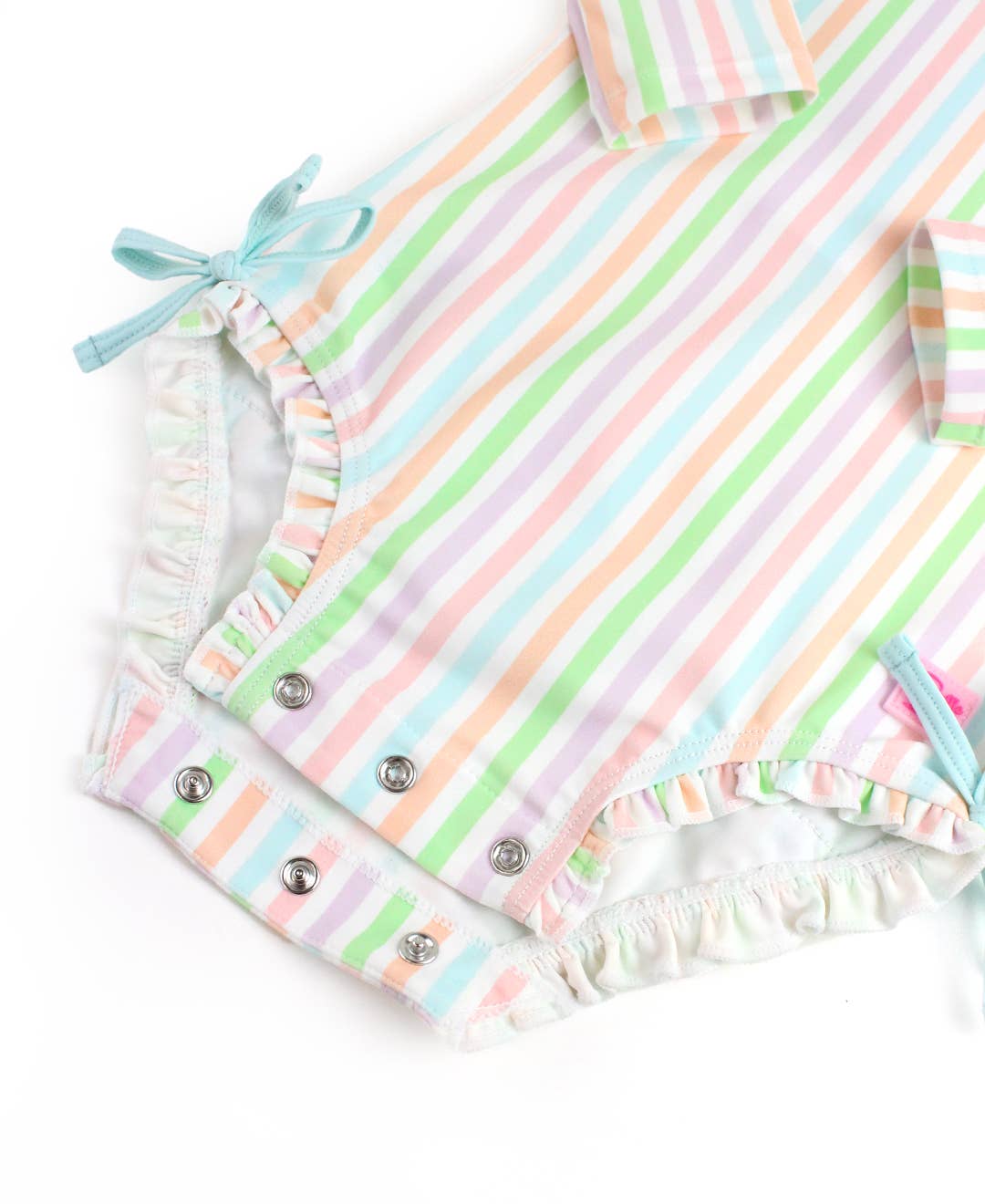 Baby Girls Pastel Rainbow Stripe Long Sleeve One Piece Rash Guard