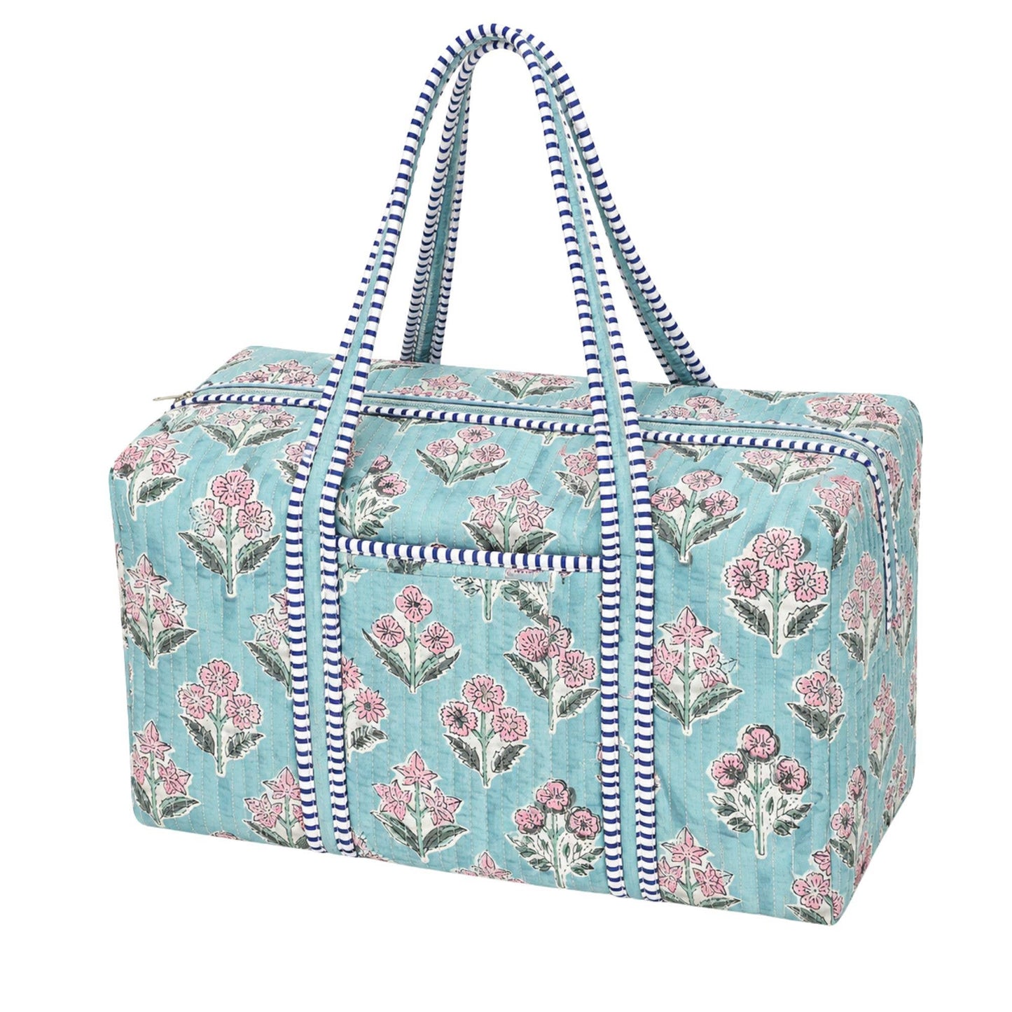 Light Blue Floral Quilted Bag Print