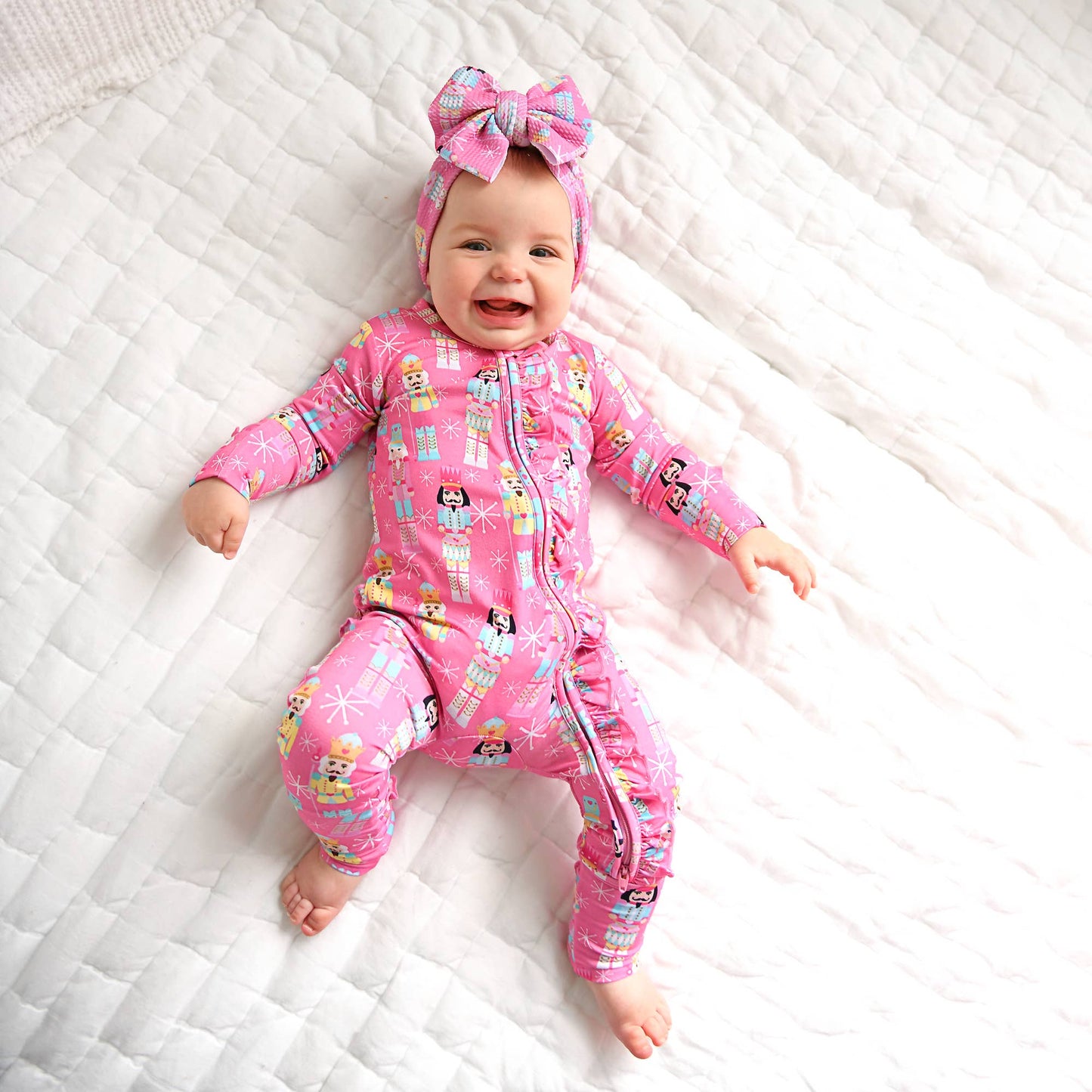 Nadia Nutcrackers RUFFLE ZIP Christmas Bamboo Baby One Piece