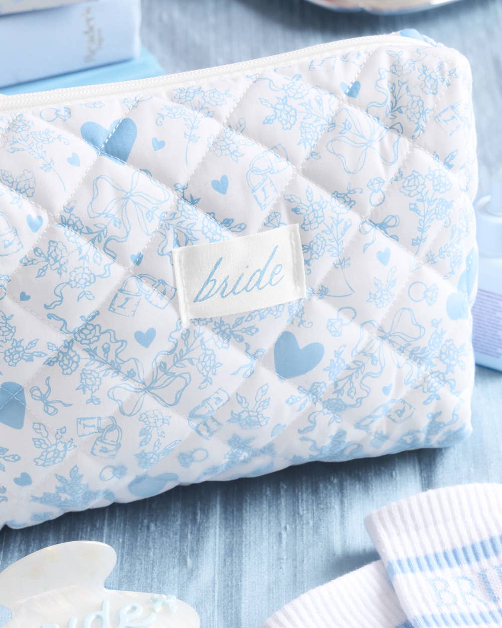 Quilted Cosmetic Bag | bridal, bachelorette, something blue