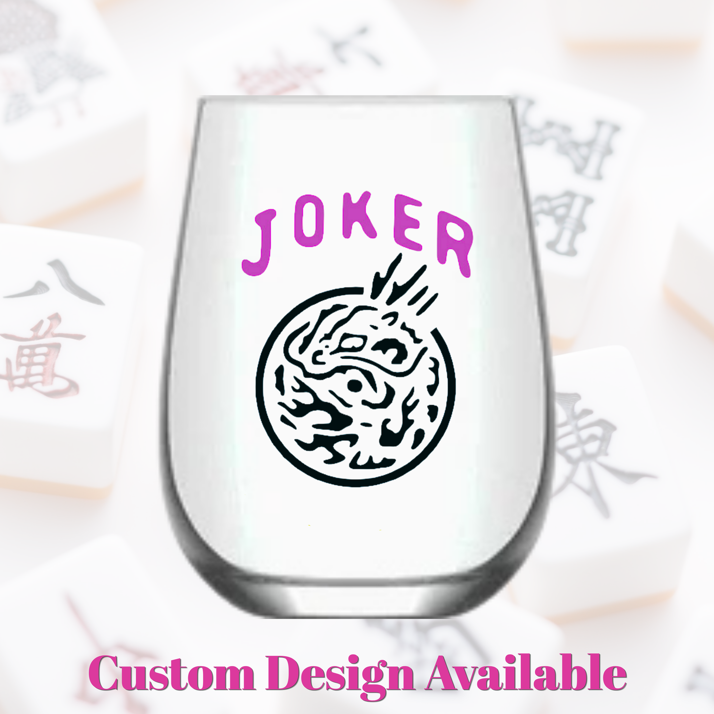 Mahjong Stemless Wine Glass "Joker" - Single 1ct