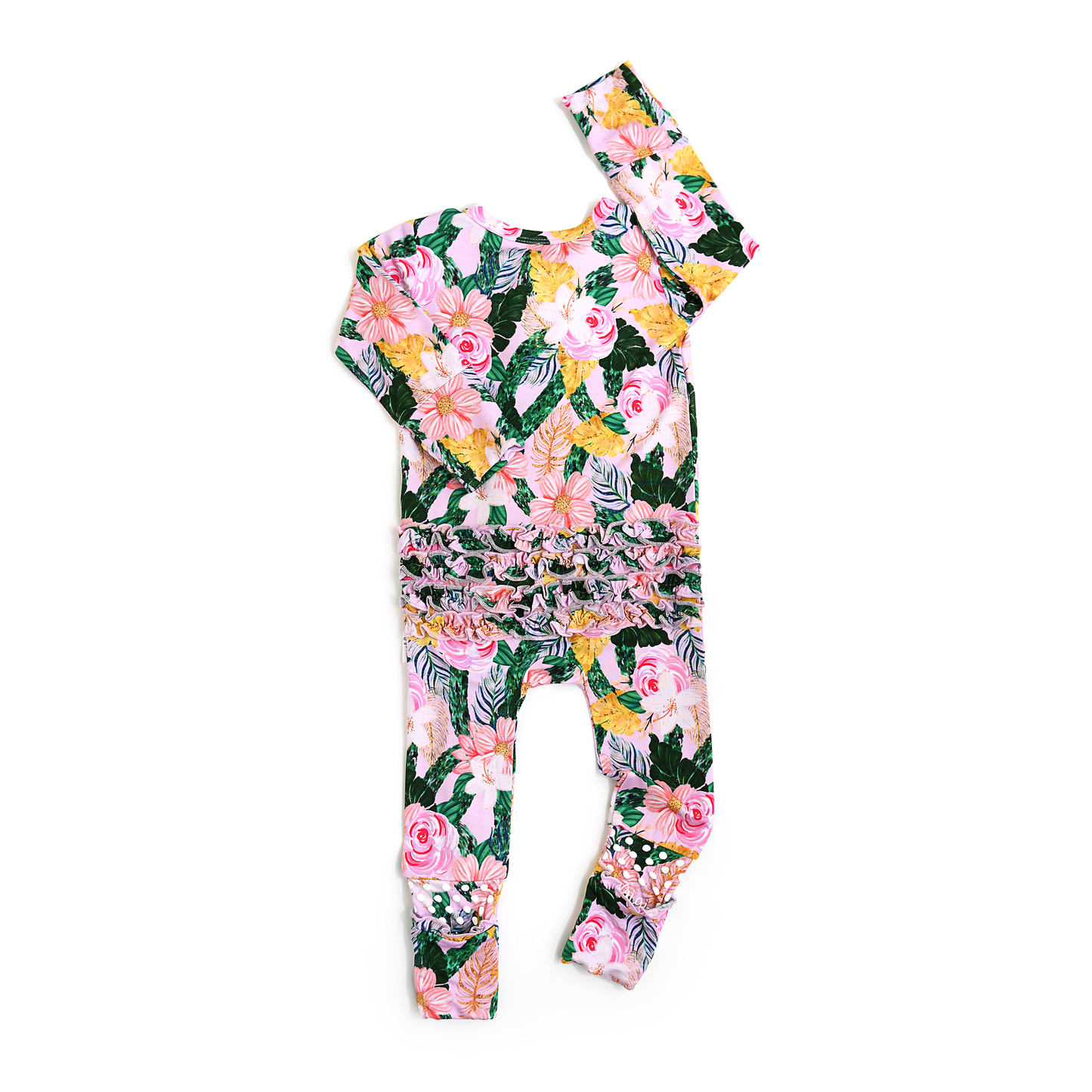 Luana RUFFLE ZIP Bamboo One Piece Floral Baby Outfit