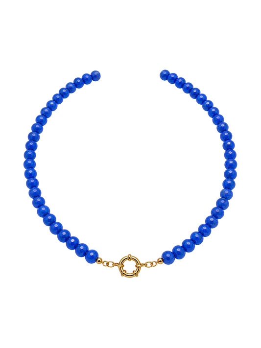Royal/ Red Sailor Clasp Glass Beaded Necklace