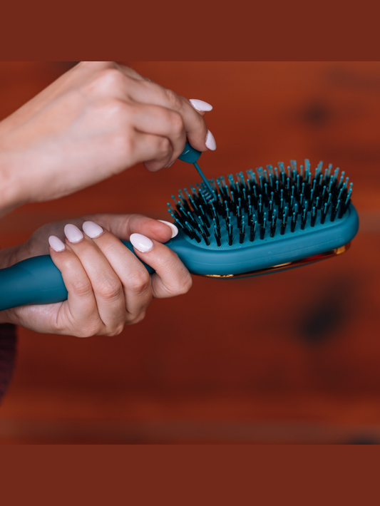 Boar Bristle Hair Brush - Teal With It