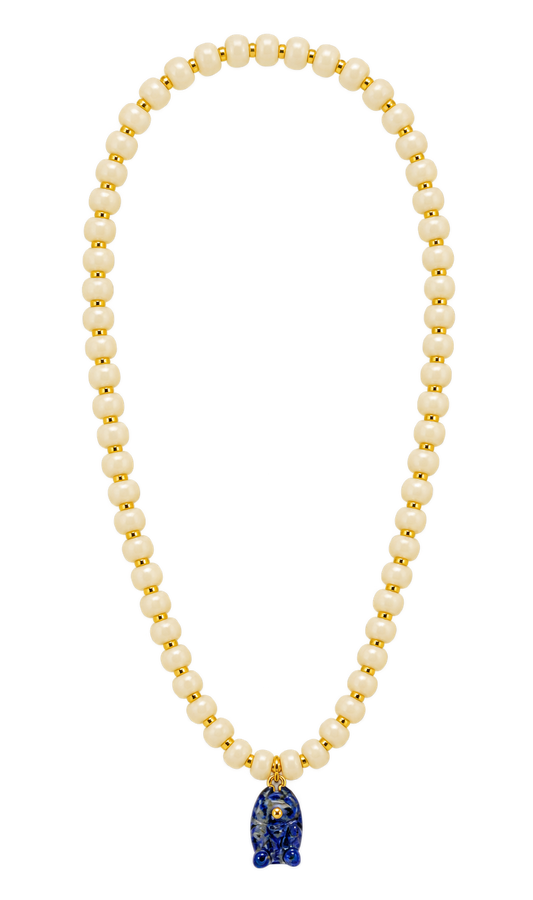 Glass Beaded Fish Pendant Necklace