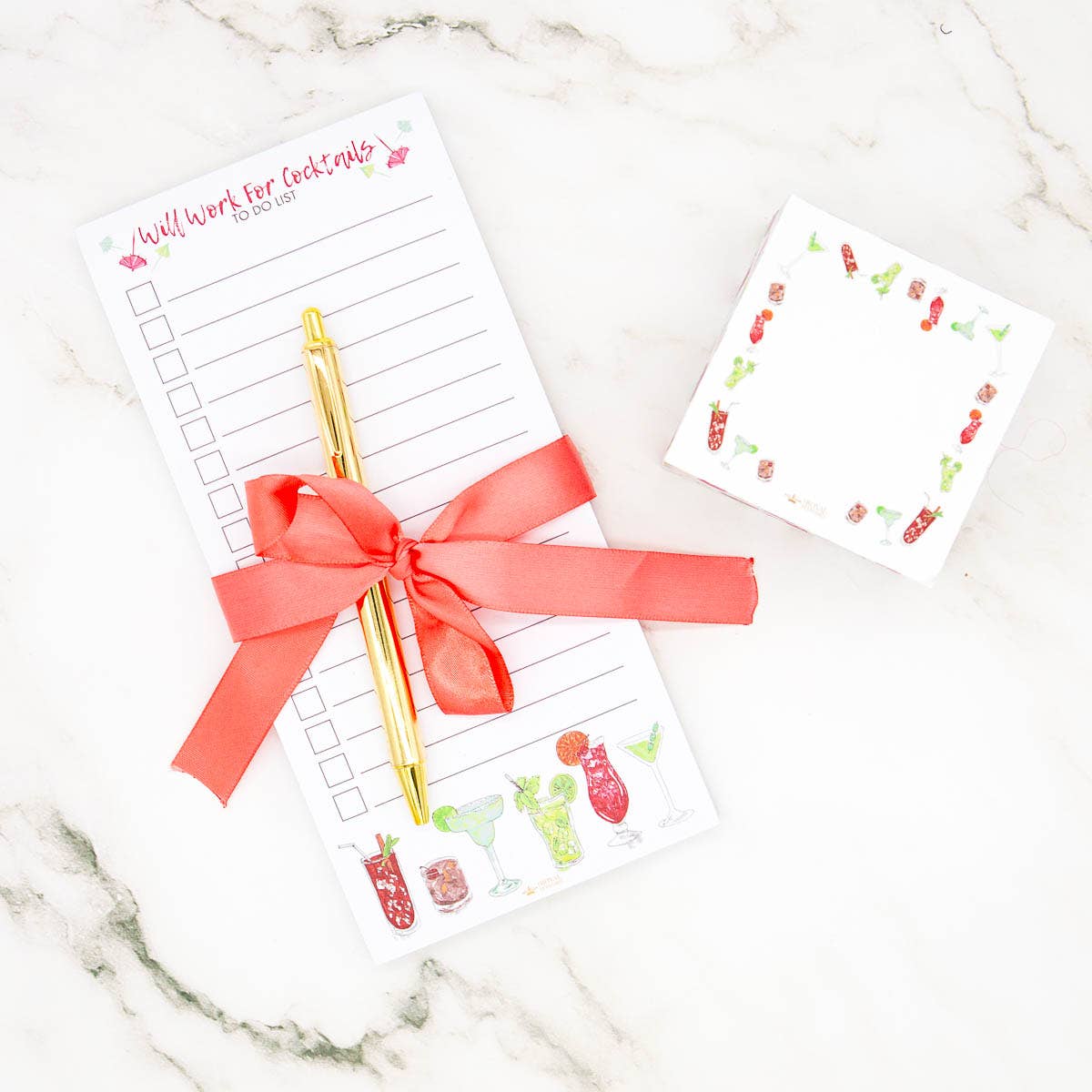 Cocktails Note Cube   White/Multi   3x3