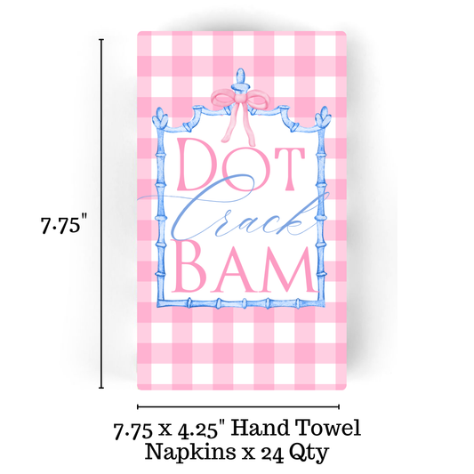 Mahjong Pink Plaid "Dot Crack Bam" 24ct Guest Napkins 3-ply