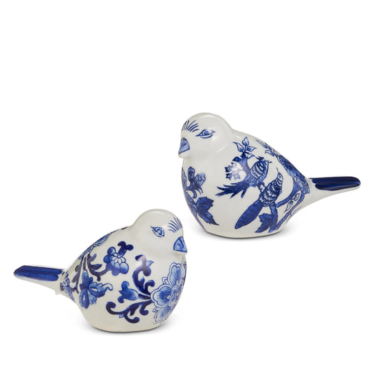 7.5" Blue and White Chinoiserie Birds