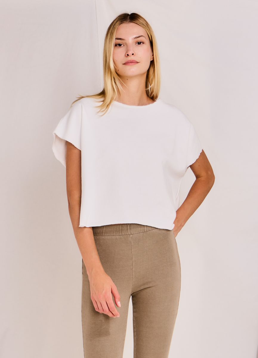 Theo Crop Fitted Poncho - White